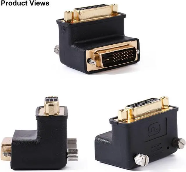 Alt view image 4 of 6 - DTECH DVI Adapter 90 Degree DVI-I Female to DVI-D Male Right Angle Connector Converter Installed in Little Space 1080P Digital Video for Computer Monitor PC Older Projector TV