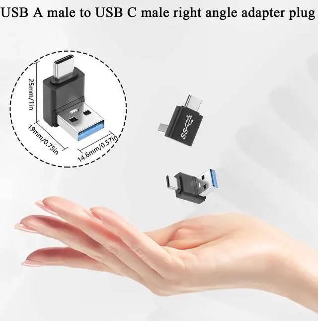 Alt view image 6 of 7 - QIANRENON 90° Angle USB3.1 Male to USB C Male Charging Adapter 10Gbps USB3.1 to USB C Data Connector Right Angle Plug QC60W/PD15W (only A to C), for Wall Charger Phone Laptop,4Pcs (Positive Bend/Up)