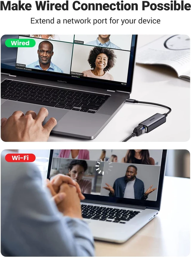 Alt view image 2 of 7 - UGREEN USB C to Ethernet Adapter, 1000Mbps, RJ45, Driver-Free, Compatible with Windows, MacOS, iPadOS, ChromeOS, Android, Laptop, Tablet, Smartphone