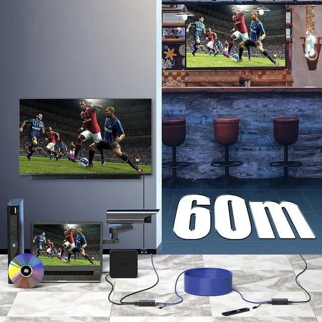 Alt view image 4 of 7 - HDMI Extender 165ft Over Single Cat5e/6, Extend 1080P@60Hz Video, Transmit Audio Video Synchronously, Support 3D, POC, EDID
