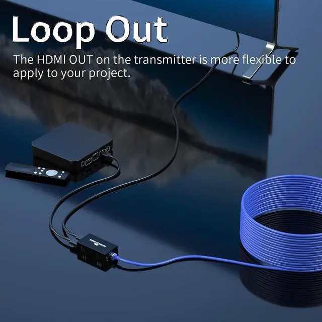 Alt view image 5 of 7 - HDMI Extender 165ft Over Single Cat5e/6, Extend 1080P@60Hz Video, Transmit Audio Video Synchronously, Support 3D, POC, EDID