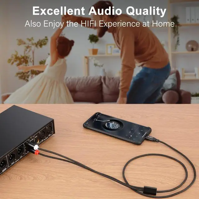 Alt view image 2 of 7 - J&D USB C to 2 RCA Audio Cable, Braided Stereo Audio Converter Cord USB Type-C Male to 2RCA Male Y Splitter Cable Compatible for Google Pixel 6/7/7 Pro, Home Theater Amplifier TV Speaker, 6.6 Feet