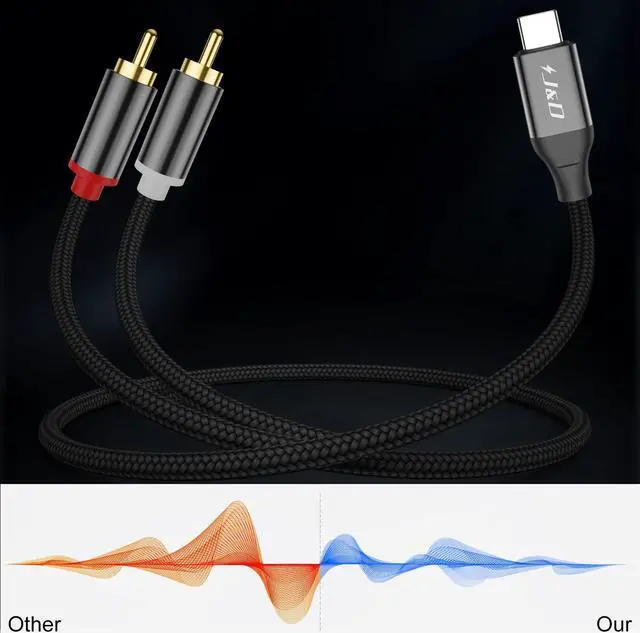 Alt view image 7 of 7 - J&D USB C to 2 RCA Audio Cable, Braided Stereo Audio Converter Cord USB Type-C Male to 2RCA Male Y Splitter Cable Compatible for Google Pixel 6/7/7 Pro, Home Theater Amplifier TV Speaker, 6.6 Feet