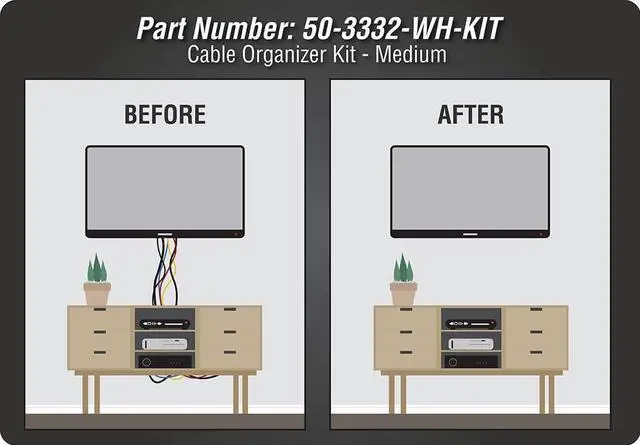Alt view image 7 of 7 - DataComm Electronics 50-3332-WH-KIT Flat Panel TV Cable Organizer Kit - White
