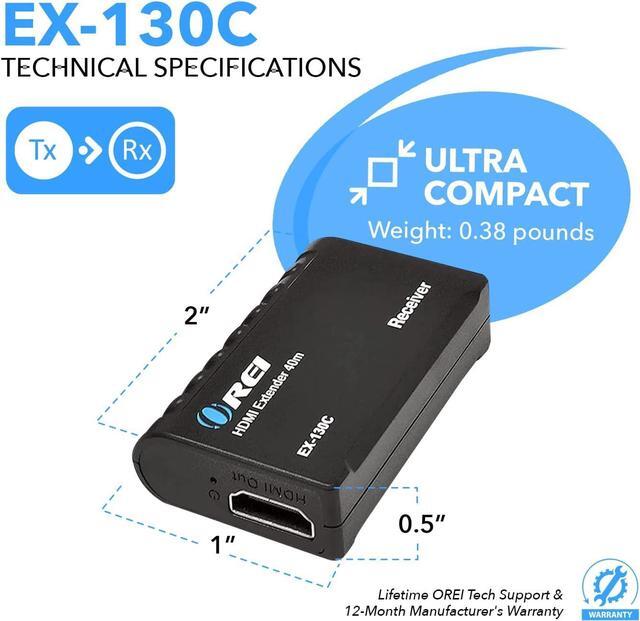 Alt view image 5 of 7 - OREI 1080p HDMI Extender Over Ethernet up to 131 Feet - 1080@60Hz HDMI 1.4 HDCP 1.4, Over CAT6/7 Cable- Power Over Cable (EX-130C)