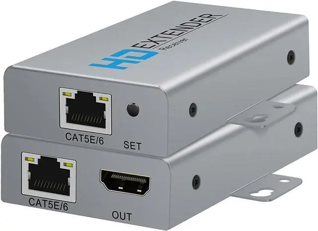 Main image of HDMI Extender Over Network IP Ethernet Kit Cat5e / Cat6 Cable 1080P @ 60Hz - Up to 164 ft - HDMI Loop Out POE Function Supported (Transmitter and Receiver)