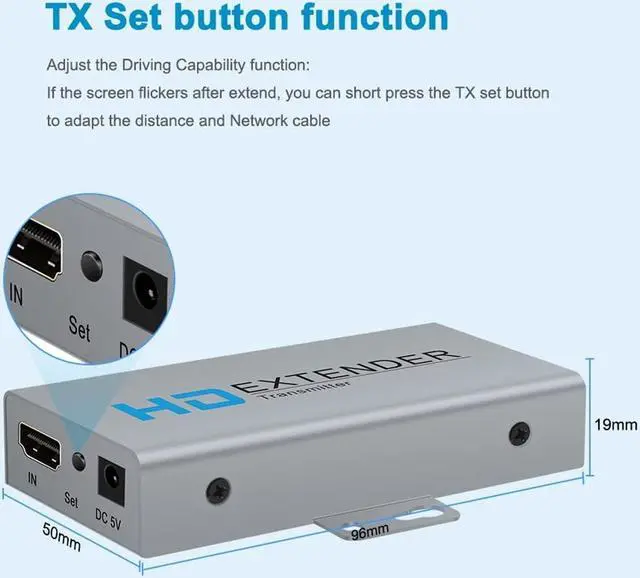 Alt view image 4 of 7 - HDMI Extender Over Network IP Ethernet Kit Cat5e / Cat6 Cable 1080P @ 60Hz - Up to 164 ft - HDMI Loop Out POE Function Supported (Transmitter and Receiver)