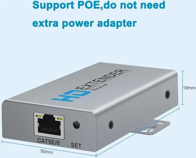 Alt view image 3 of 7 - HDMI Extender Over Network IP Ethernet Kit Cat5e / Cat6 Cable 1080P @ 60Hz - Up to 164 ft - HDMI Loop Out POE Function Supported (Transmitter and Receiver)