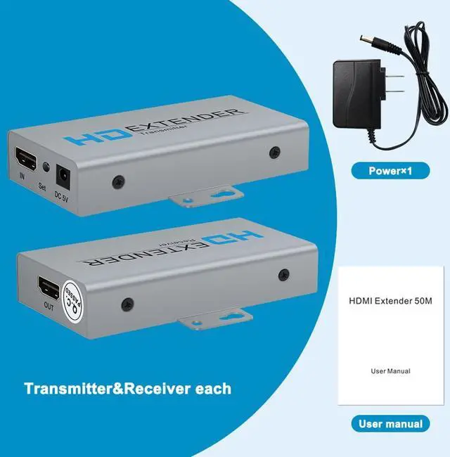 Alt view image 6 of 7 - HDMI Extender Over Network IP Ethernet Kit Cat5e / Cat6 Cable 1080P @ 60Hz - Up to 164 ft - HDMI Loop Out POE Function Supported (Transmitter and Receiver)