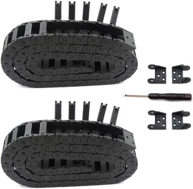 Main image of 2PCS R18 Internal Size 10X20mm 1Meter Length Black Plastic Flexible Drag Chain Cable Wire Carrier Open Type for 3D Printer and CNC Machines (10mmX20mm-Outside Open)