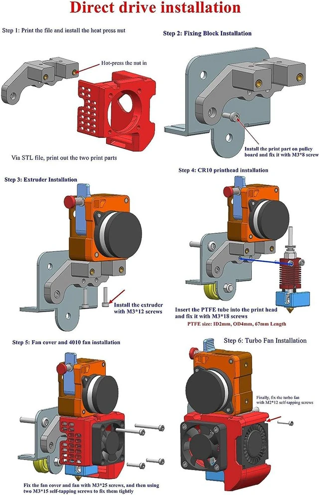 Alt view image 6 of 7 - Updated Universal Super-Light HGT Extruder with NEMA14 36MM Stepper Motor, Hardened Steel Dual Gears, Bowden/Direct Drive for Ender 3 V2 PRO 5 Plus CR10 CR10S CR6 SE 3D Printers