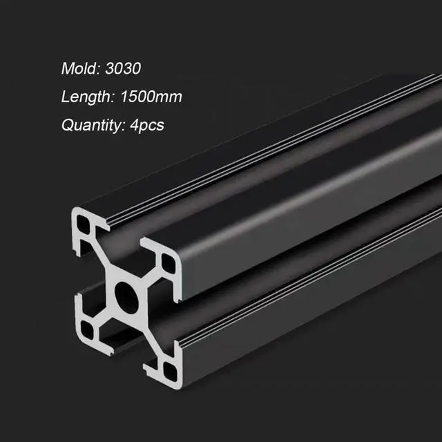 Alt view image 4 of 6 - 3030 T Slot Aluminum Extrusion for 3D Printer Parts and CNC DIY Black 1500mmX4