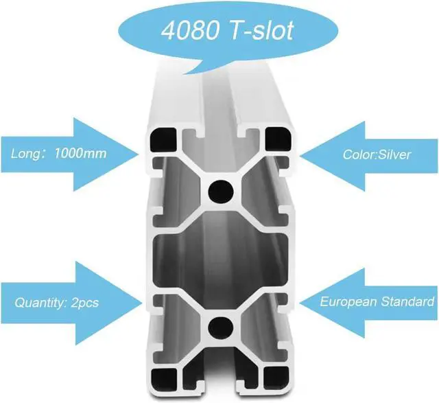 Alt view image 3 of 6 - 4080 T Slot Aluminum Extrusion for 3D Printer Parts and CNC DIY Silver 1220mmX2