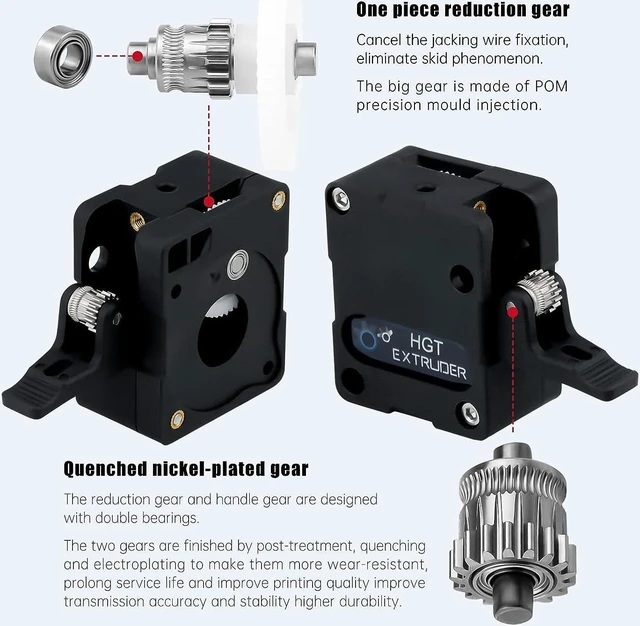Alt view image 3 of 7 - Updated Universal Super-Light HGT Extruder with NEMA14 36MM Stepper Motor, Hardened Steel Dual Gears, Bowden/Direct Drive for Ender 3 V2 PRO 5 Plus CR10 CR10S CR6 SE 3D Printers