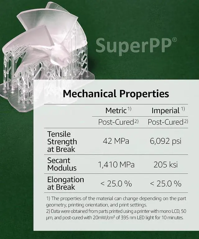 Alt view image 3 of 7 - SuperPP Tough 3D Printer Resin Fastest 1.4GPa 50um Print in 1.3 secs, Made in Korea by 3DMaterials (1000g, Clear)