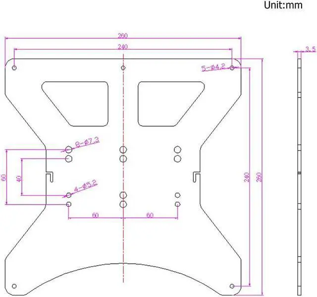 Alt view image 7 of 7 - Zeberoxyz Upgrade Modular Y Carriage Plate Kit 260mmx260mmx3.5mm/10.2x10.2x0.14inch for 2040V Aluminum Profile for CR-10s 3D Printer (260x260x3.5mm)