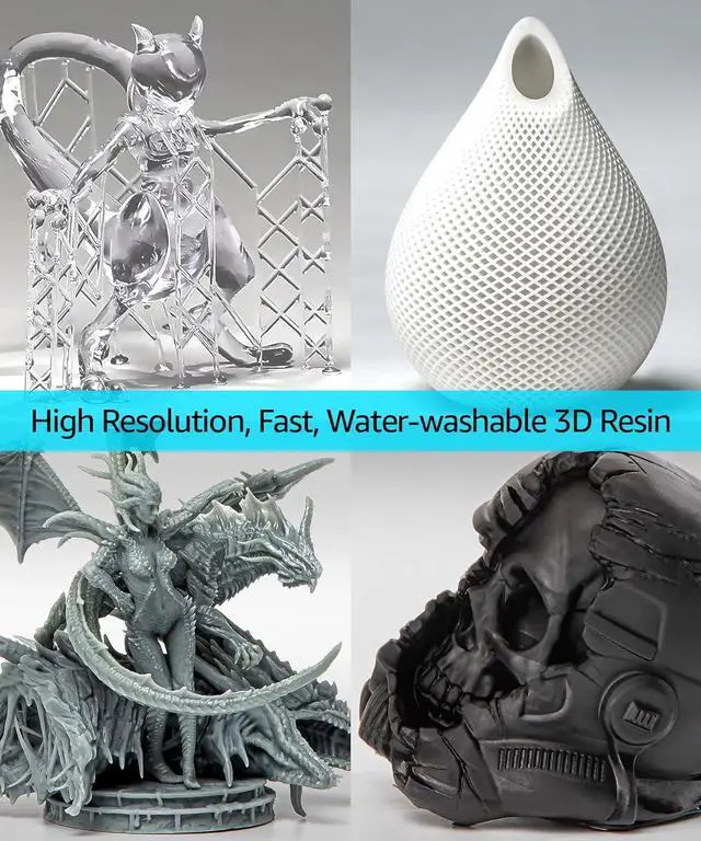 Alt view image 4 of 7 - SuperFast 8K 3D Printer Resin Water Washable, 50um Print in 0.5 sec, Made in Korea by 3DMaterials (1000g, White)