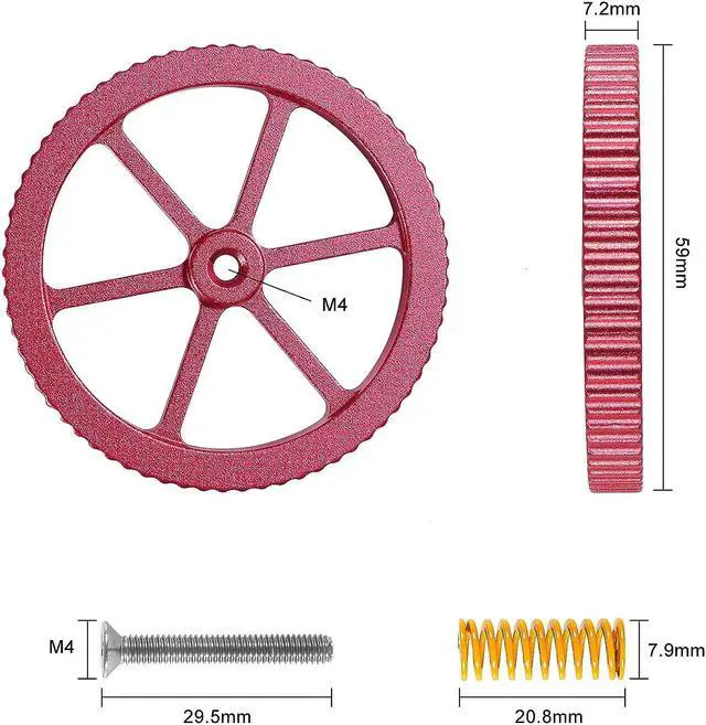 Alt view image 5 of 7 - 4PCS Upgraded Aluminum Hand Twist Leveling Nut with Hot Bed Die Springs and Screws for Ender 3/3 Pro/3 V2,Ender 5/5 Plus/Pro,CR-10,CR10S/10S Pro,CR 20 3D Printer Parts