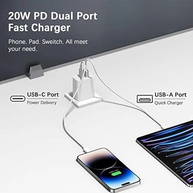 Alt view image 2 of 7 - [3 Pack] USB C Wall ChargerApple MFi Certified Dual Port PD Power Adapter Fast Charging Block for iPhone 15/15 Pro/15 Pro Max/15 Plus/14/13/12/11, XS/X, iPad, Google Pixel, Samsung Galaxy and More