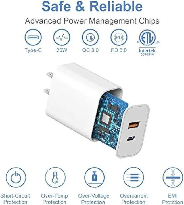 Alt view image 4 of 7 - [3 Pack] USB C Wall ChargerApple MFi Certified Dual Port PD Power Adapter Fast Charging Block for iPhone 15/15 Pro/15 Pro Max/15 Plus/14/13/12/11, XS/X, iPad, Google Pixel, Samsung Galaxy and More