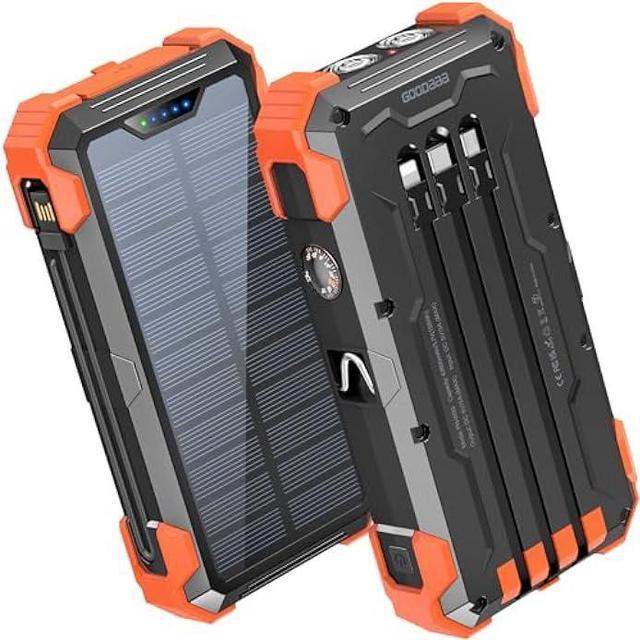 GOODaaa Power Bank Solar Charger 42800mAh Built in 4 Cables and