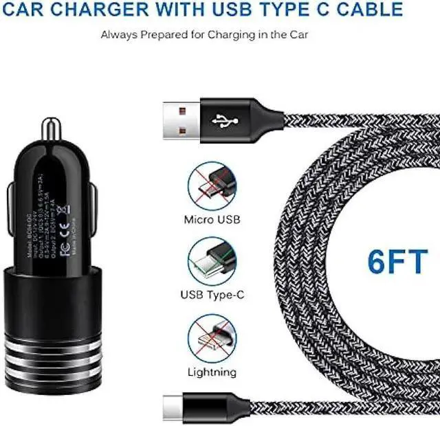 Alt view image 5 of 6 - USB C Fast Charger for Samsung Galaxy S24/S23/S22/S21 Ultra/S21+/S20 FE Note 20 Ultra A13 A53 A12 A32 A42 A21 A51 A71 A10E A20 A50 S10 S9 S8,Quick Charge 3.0 Wall Charger Car Adapter 6FT Type C Cable