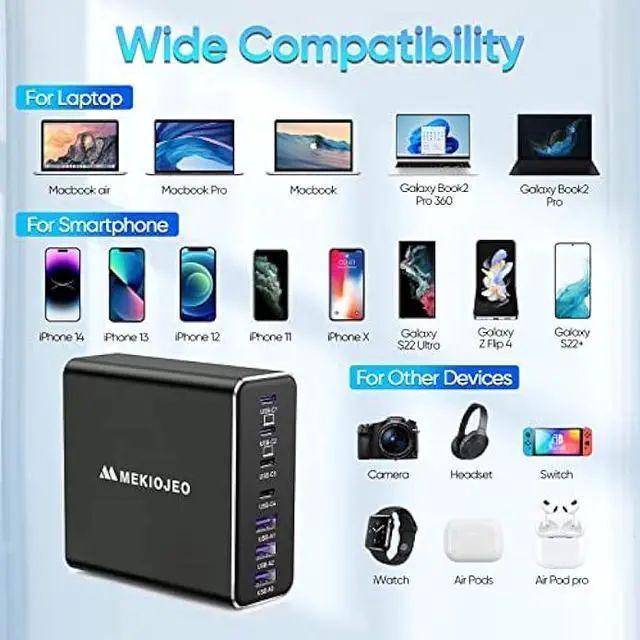 Alt view image 4 of 6 - Aluminum Alloy USB C Charger 220W 7 Port Fast Charging Station,65W USB C Laptop GaN Charger Compatible with MacBook Pro/Air (Black)
