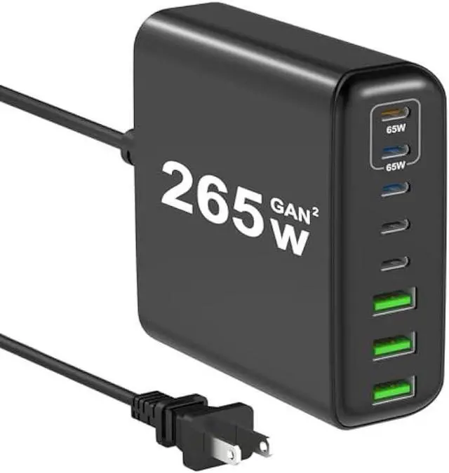 Main image of 265W USB C Charger, 8-Port Desktop USB C Charging Station, 65W USB C Laptop Charger Compatible with MacBook Pro/Air,iPhone 14/13/Mini/Pro/13Pro Max/12 Samsung Galaxy Note