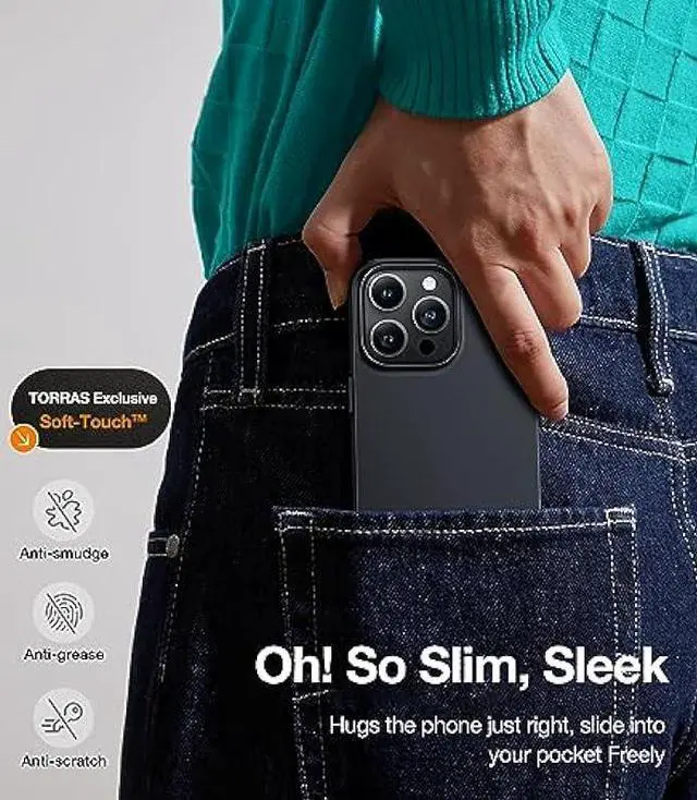 Alt view image 5 of 6 - TORRAS Magnetic Slim Fit Designed for iPhone 15 Pro Case 2023, [Compatible with MagSafe] [Ultra Thin] Protective Matte Hard PC Cover Anti-Scratch Phone Case for iPhone 15 Pro, Black Titanium