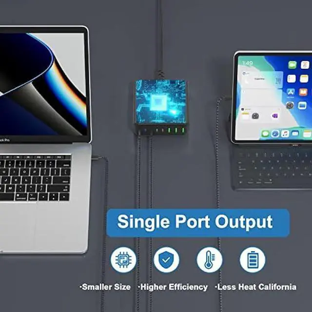 Alt view image 3 of 6 - 265W USB C Charger, 8-Port Desktop USB C Charging Station, 65W USB C Laptop Charger Compatible with MacBook Pro/Air,iPhone 14/13/Mini/Pro/13Pro Max/12 Samsung Galaxy Note