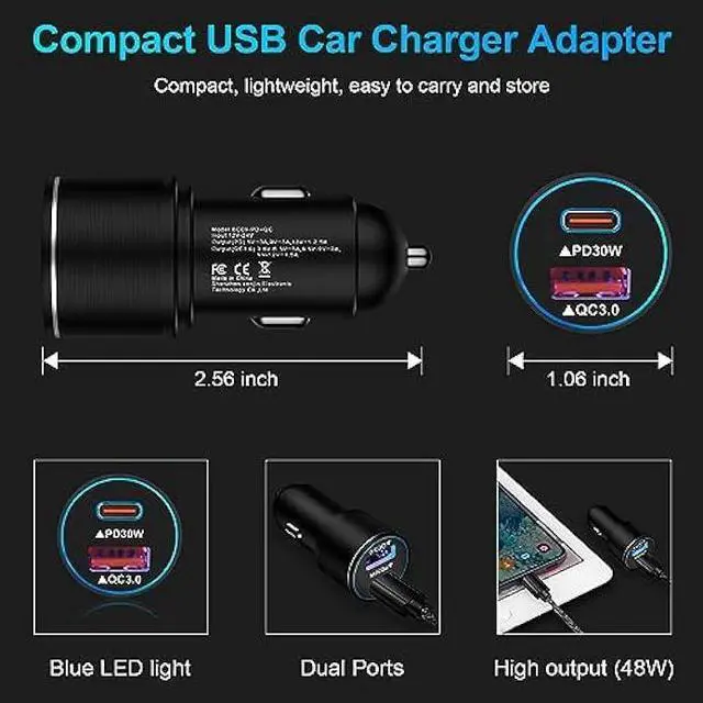 Alt view image 5 of 7 - 48W USB C Car Charger, All Metal 12V USB Outlet PD & QC 3.0 Fast Charge iPhone Car Charger Adapter Type C Flush Fit Car Plug for iPhone 14 13 12 11 Pro Max SE XR X,Samsung S23 S22 S21 S20 S10 A14 A54