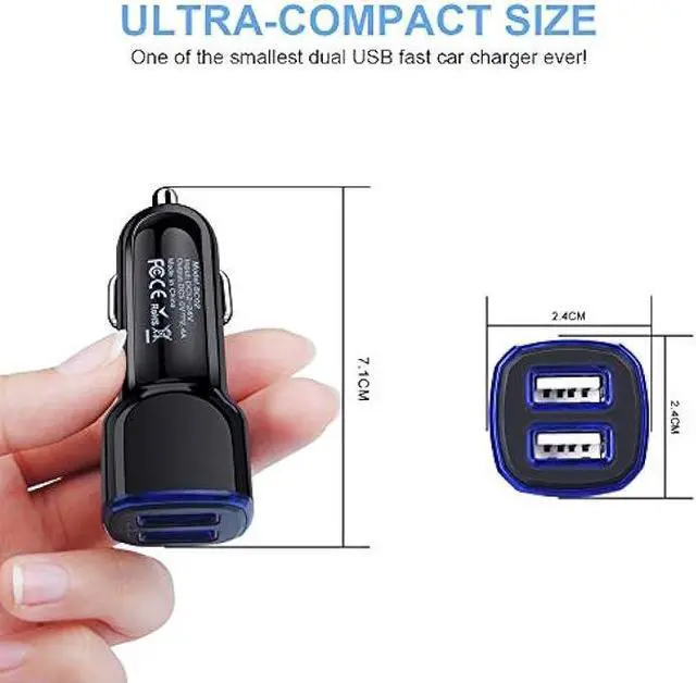 Alt view image 4 of 7 - C Car Phone Charger, Dual Port Car Charger Adapter with Fast Charge Type C Charging Cord Compatible for Motorola Moto G Pure/G Play/G Power/G9/G8/G7/G7 Plus/G7 Play/G7 Power/G6/G6 Plus/Z4/Z3 Z2 Play
