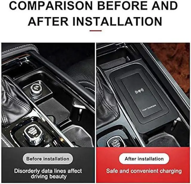 Alt view image 4 of 6 - Wireless Phone Charging Plate, Vehicle Inner Central Box Charger Accessory with 2 USB Ports, Compatible with Volvo XC90 XC60 S90 S60 V90 V60, Plug & Play Easy Installation (Classic Style)