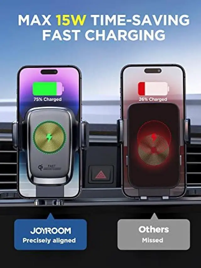 Alt view image 5 of 6 - Wireless Car Charger, 15W Qi Fast Charging Auto Clamping Car Charger Phone Holder Mount, JOYROOM Cell Phone Holder Car Mount for iPhone 15 14 13 12 11 Pro Max Xs, Galaxy S23 Ultra, LG, Google