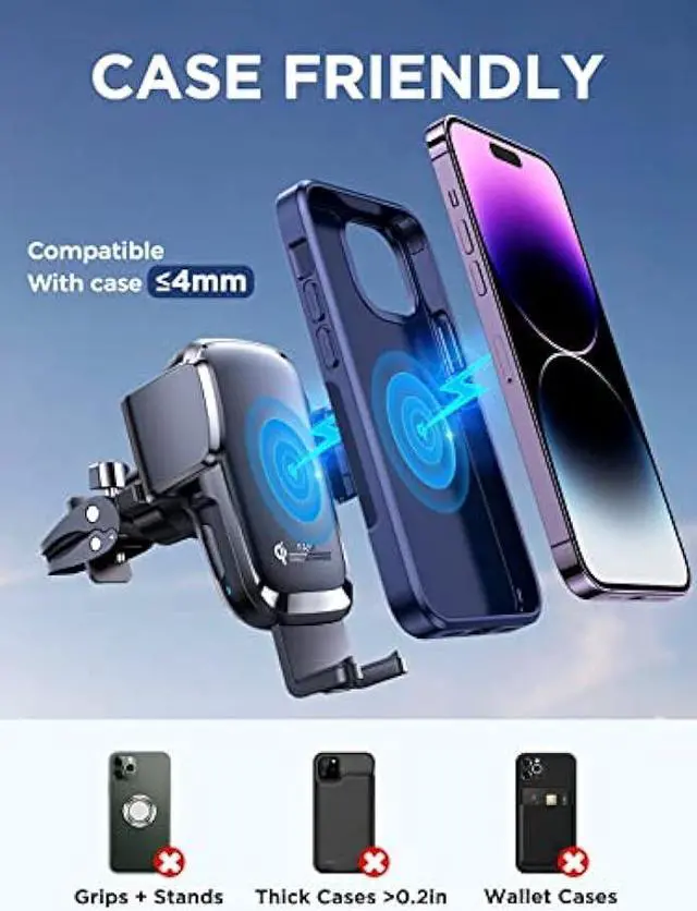 Alt view image 6 of 6 - Wireless Car Charger, 15W Qi Fast Charging Auto Clamping Car Charger Phone Holder Mount, JOYROOM Cell Phone Holder Car Mount for iPhone 15 14 13 12 11 Pro Max Xs, Galaxy S23 Ultra, LG, Google