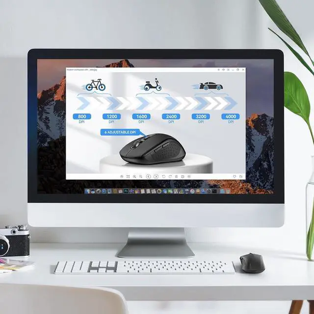 Alt view image 3 of 7 - TECKNET Wireless Mouse, Bluetooth Mouse for Laptop 2-in-1(BT 5.0/3.0+2.4Ghz) Computer Mouse, Portable Ergonomic PC Mouse Wireless with USB Receiver, Compatible with MacBook Pro Air Chromebook