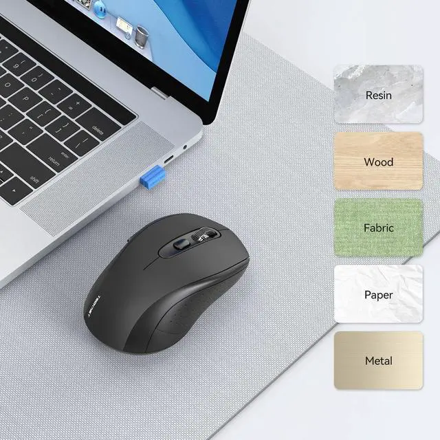 Alt view image 6 of 7 - TECKNET Wireless Mouse, Bluetooth Mouse for Laptop 2-in-1(BT 5.0/3.0+2.4Ghz) Computer Mouse, Portable Ergonomic PC Mouse Wireless with USB Receiver, Compatible with MacBook Pro Air Chromebook