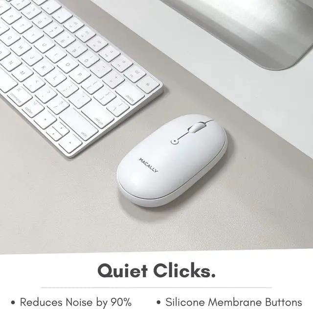 Alt view image 5 of 7 - Macally Wireless Bluetooth Mouse - Strong Connection - Quiet, Comfortable, Rechargeable Mouse for MacBook Air/Pro, Mac, iMac, Apple iPad - Wireless Mouse for Laptop, Windows PC Desktop