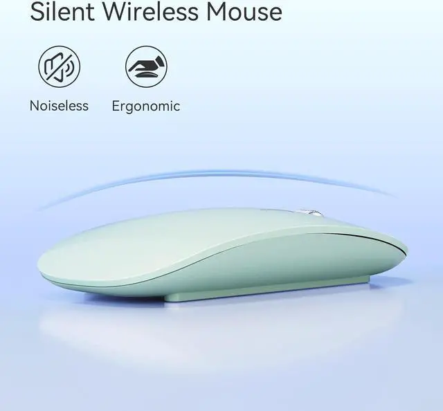 Alt view image 5 of 6 - TENMOS M18 Bluetooth Mouse, USB C Rechargeable Wireless Mouse, Triple Mode (Dual Bluetooth+USB) Computer Silent Mice Portable with USB Receiver and Type C Adapter for Laptop/MacBook/iPad/PC - Green
