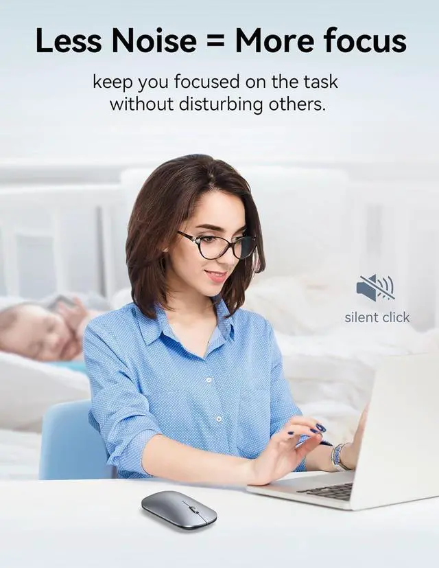 Alt view image 5 of 7 - TECKNET Wireless Mouse, BT5.0/3.0 2.4GHz Silent Computer Mouse with USB Receiver,4000DPI Rechargeable Portable Bluetooth Mouse for Laptop/MacBook/Pro/iPad/Windows