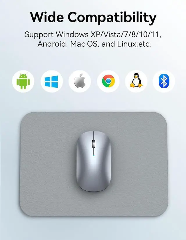 Alt view image 7 of 7 - TECKNET Wireless Mouse, BT5.0/3.0 2.4GHz Silent Computer Mouse with USB Receiver,4000DPI Rechargeable Portable Bluetooth Mouse for Laptop/MacBook/Pro/iPad/Windows