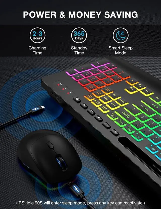 Alt view image 6 of 7 - SABLUTE 2 Pack Wireless Keyboard and Mouse, Keyboard & Mice Combo with Phone Holder, 2.4G Lag-Free, Silent Cordless Set for Windows, Mac, PC, Laptop, (Mouse & No Mouse)