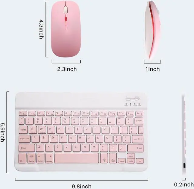 Alt view image 7 of 7 - Bluetooth Keyboard and Mouse Combo for iPad - Rechargeable Wireless Keyboard & Mouse with 7-Color Backlit Compatible with iPad 9th/8th Gen, iPad Pro/Air/Mini, iPhone14/13/12 Pro,(10 inch Pink)