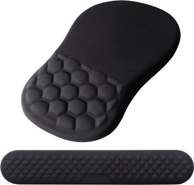 Main image of Mouse Pad Wrist Support, Laokiiy 2 in1 Keyboard Wrist Rest+ Ergonomic Mouse Pad, Non-Slip Wrist Rest for Computer Keyboard, Made Easy Typing & Relieve Wrist PainBlack