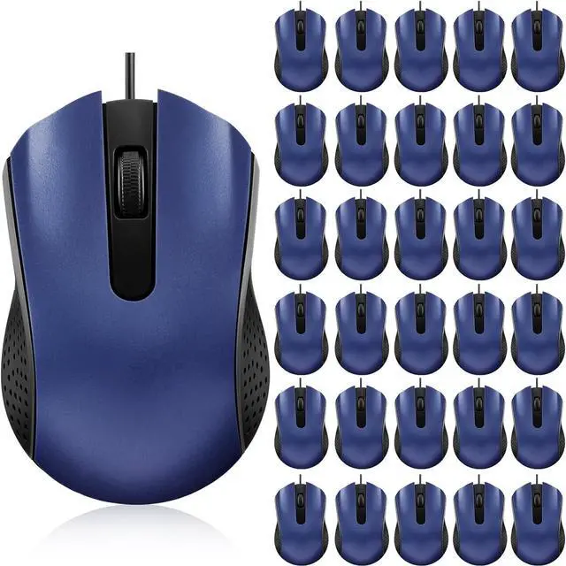 Main image of 30 Pcs USB Wired Mouse Computer 3 Button Mice Bulk Corded USB Mouse for PC Desktop Laptop Computer Office School Home Classroom Supplies (Blue)