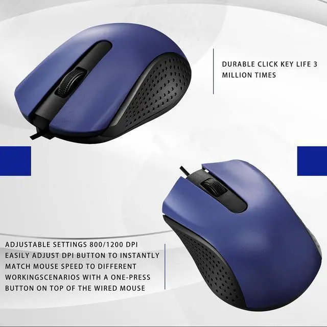 Alt view image 3 of 6 - 30 Pcs USB Wired Mouse Computer 3 Button Mice Bulk Corded USB Mouse for PC Desktop Laptop Computer Office School Home Classroom Supplies (Blue)
