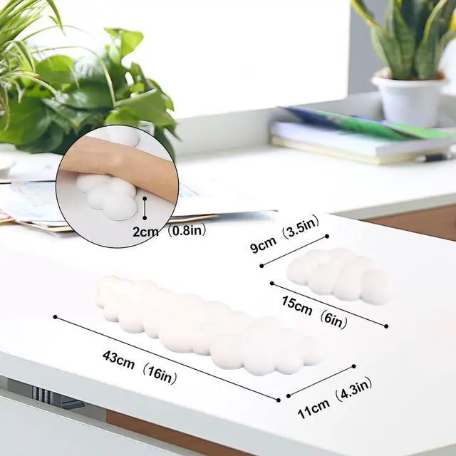 Alt view image 5 of 7 - Keyboard Cloud Wrist Rest Pad Cloud Mouse Arm Wrist Rest Cute Memory Foam Palm Rest for Keyboard Ergonomic Arm Rest for Pain Relief with Non-Slip Suitable for Office Home Laptop Mac Gaming (White)