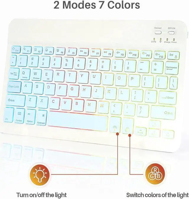 Alt view image 6 of 7 - Bluetooth Keyboard and Mouse Combo for iPad - Rechargeable Wireless Keyboard & Mouse with 7-Color Backlit Compatible with iPad 9th/8th Gen, iPad Pro/Air/Mini, iPhone14/13/12 Pro,(10 inch Blue)