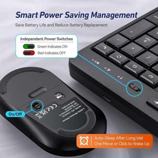 Alt view image 5 of 7 - Wireless Keyboard and Mouse Combo, Acebaff 2.4G Quiet Wireless Computer Keyboard with Phone Tablet Holder, Silent Mouse, 11 Shortcut Keys,Compatible with PC,MacBook,Windows