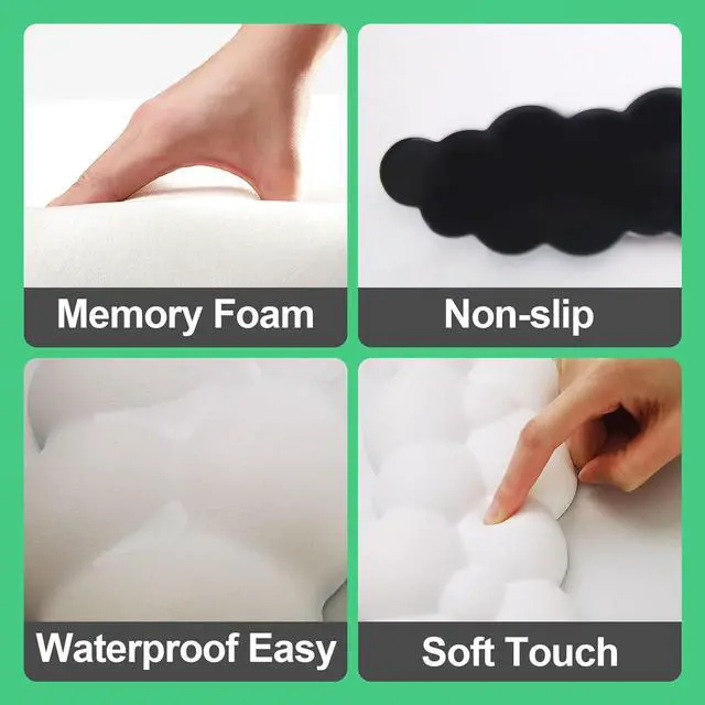 Alt view image 3 of 7 - Keyboard Cloud Wrist Rest Pad Cloud Mouse Arm Wrist Rest Cute Memory Foam Palm Rest for Keyboard Ergonomic Arm Rest for Pain Relief with Non-Slip Suitable for Office Home Laptop Mac Gaming (White)